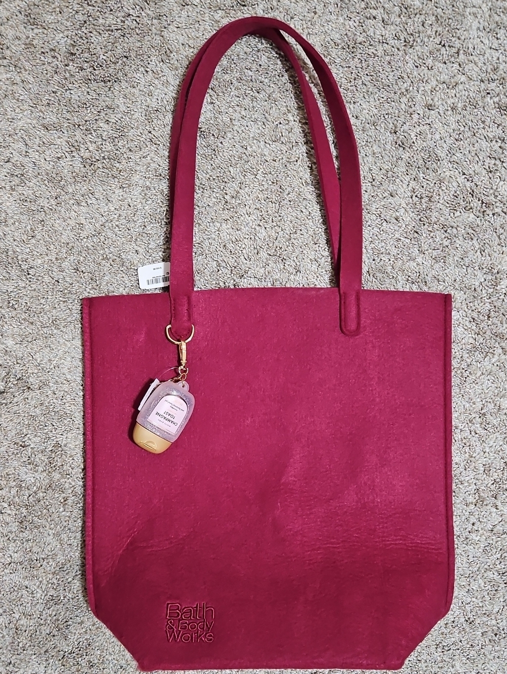 NWT Bath And Body Works Raspberry Felt Tote